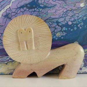 MCM Hand Carved Soapstone Lion Sculpture